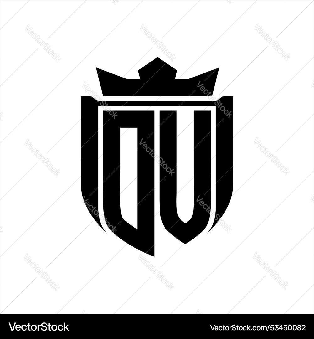 Dv logo with shield shape geeometric crown Vector Image