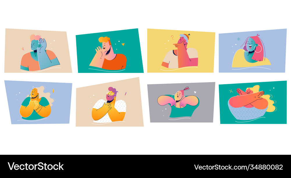 Emotion face expression print set concept Emotion face expression print set concept vector image