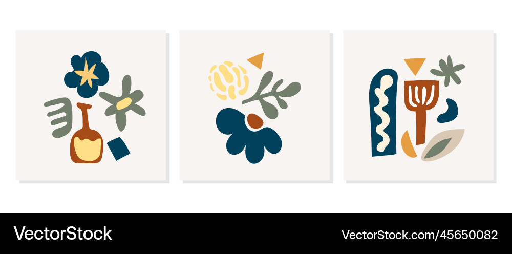 Hand drawn abstract set flora shape with color Hand drawn abstract set flora shape with color Vector Image