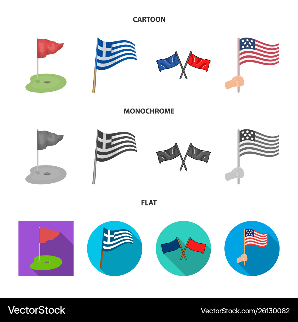 Isolated object world and flag symbol set vector image
