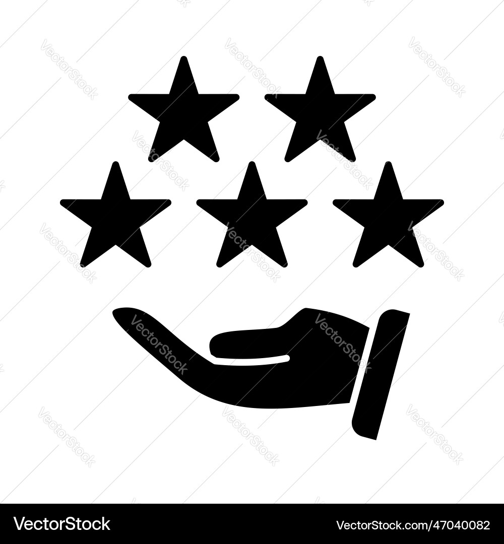 Rating 5 star user interface black icon button Vector Image