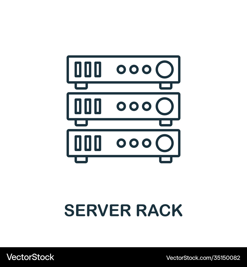 Server rack icon line style element from data vector image