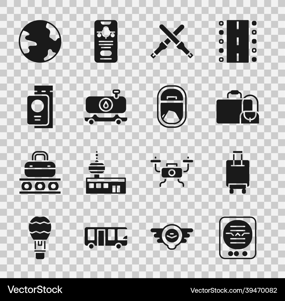 Set attitude indicator suitcase marshalling Vector Image