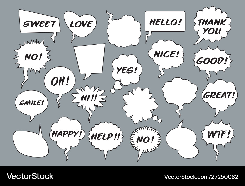 Set comic speech balloons on grey background Set comic speech balloons on grey background vector image