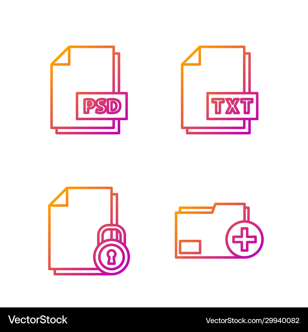 Set line add new folder document and lock psd Set line add new folder document and lock psd Vector Image