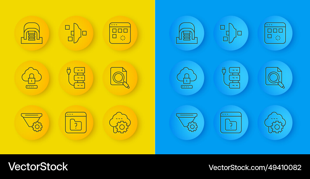 Set line filter setting cloud computing lock Set line filter setting cloud computing lock vector image