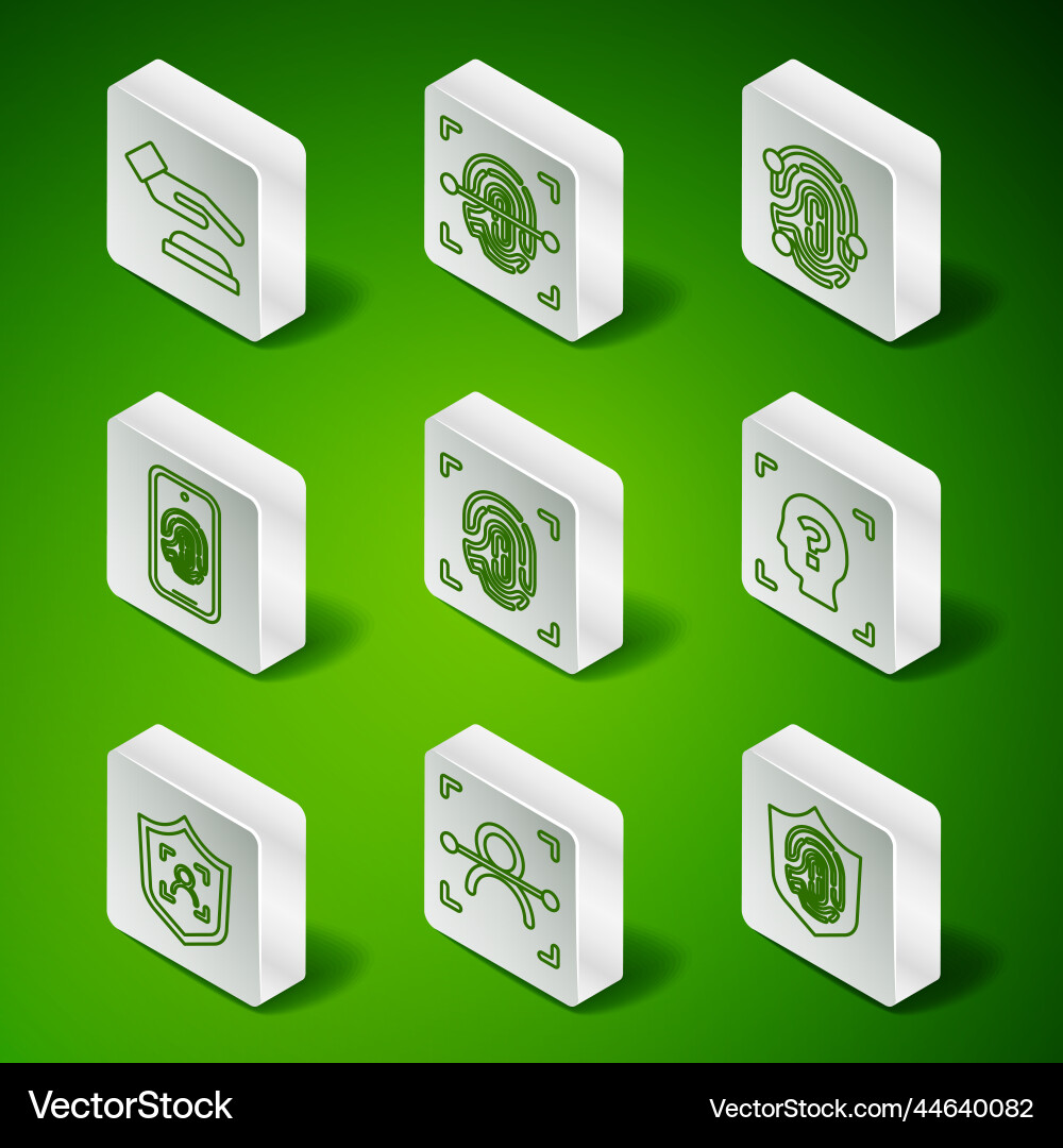 Set line fingerprint in shield face recognition Set line fingerprint in shield face recognition Vector Image