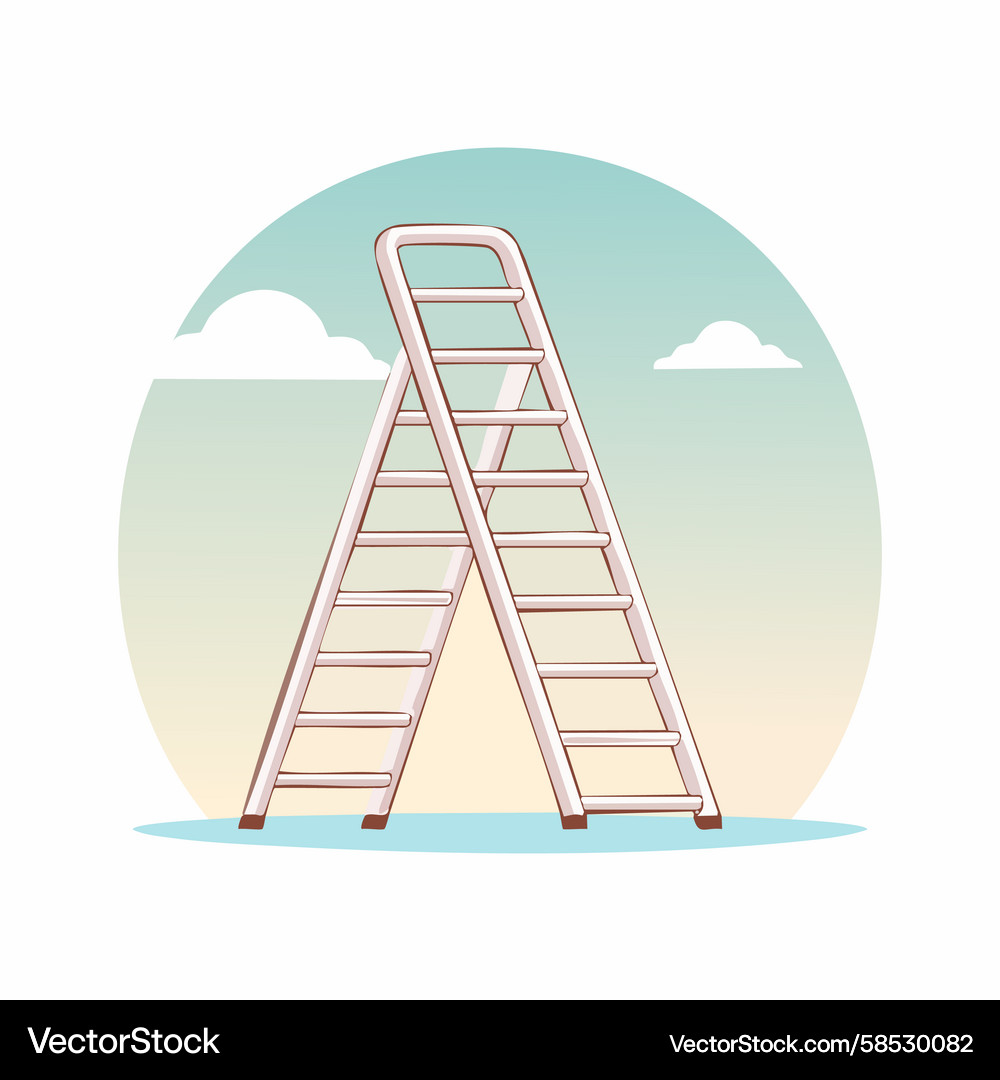 Stepladder Symbolizing Progress & Ascent Vector Image