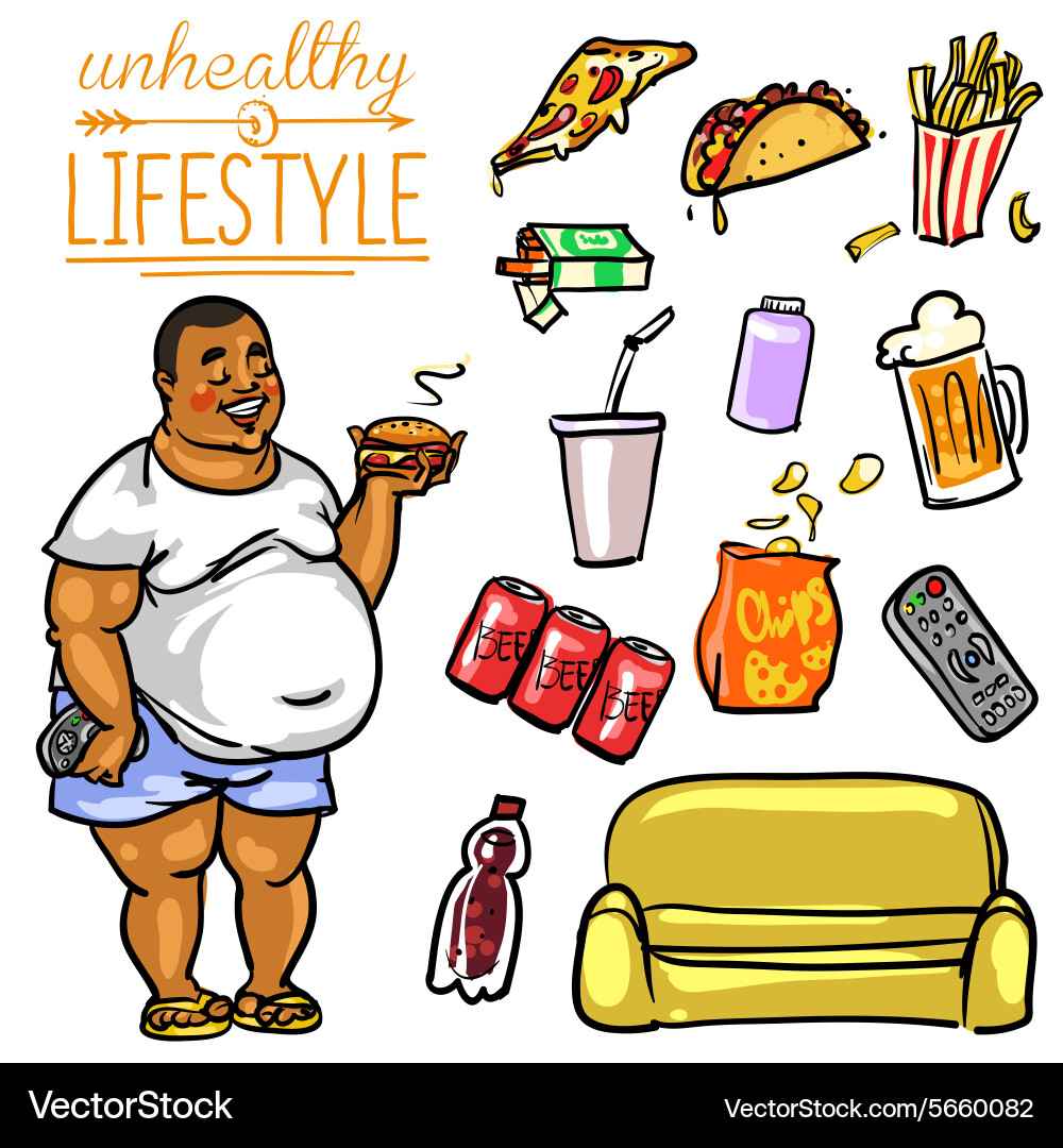 Unhealthy Lifestyle Man Royalty Free Vector Image Unhealthy Lifestyle Man Royalty Free Vector Image