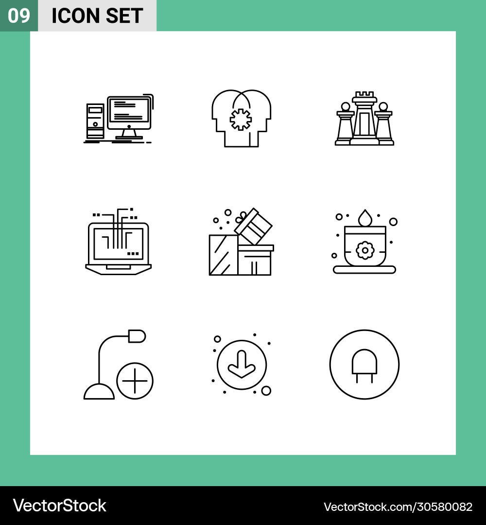 User interface pack 9 basic outlines vector image