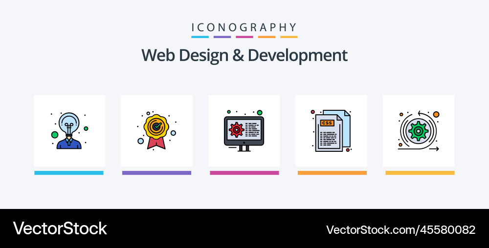 Web design and development line filled 5 icon vector image