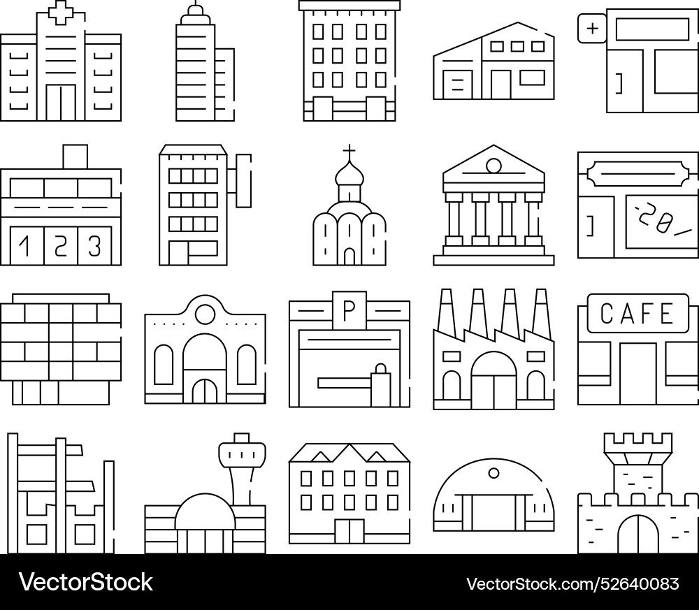 Building architecture collection icons set Vector Image