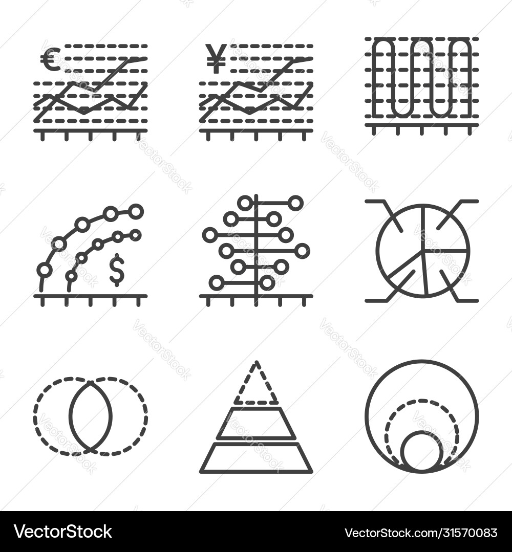 Chart and analytic icon set outline 2 include Chart and analytic icon set outline 2 include vector image