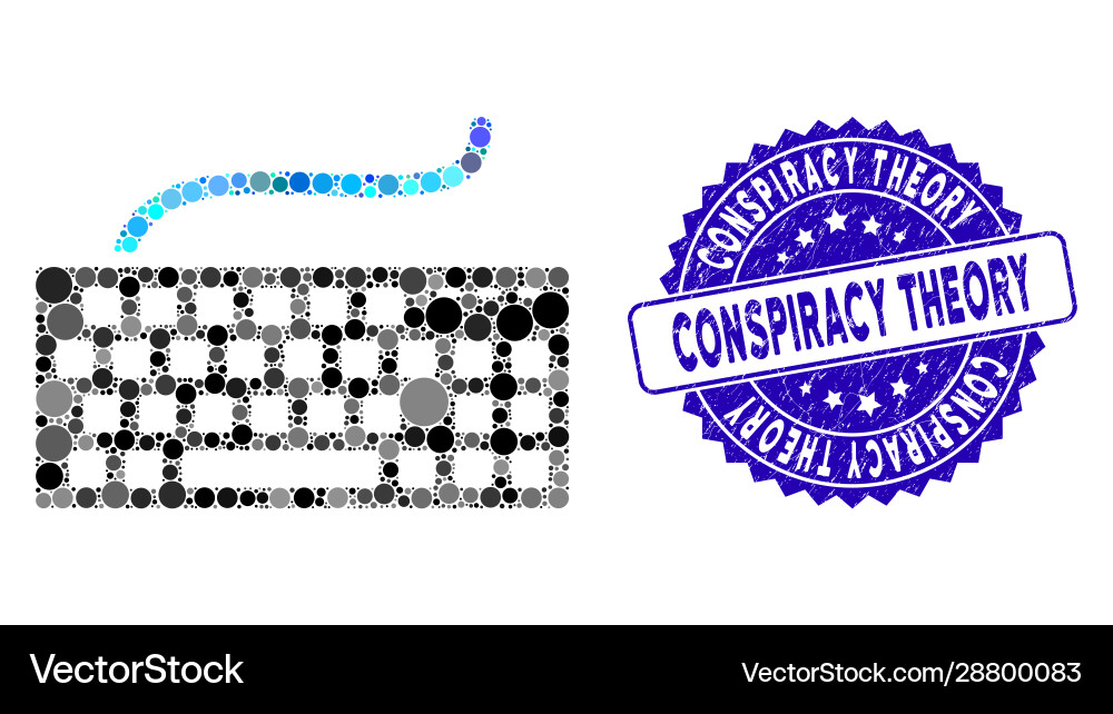 Collage computer keyboard icon with scratched vector image