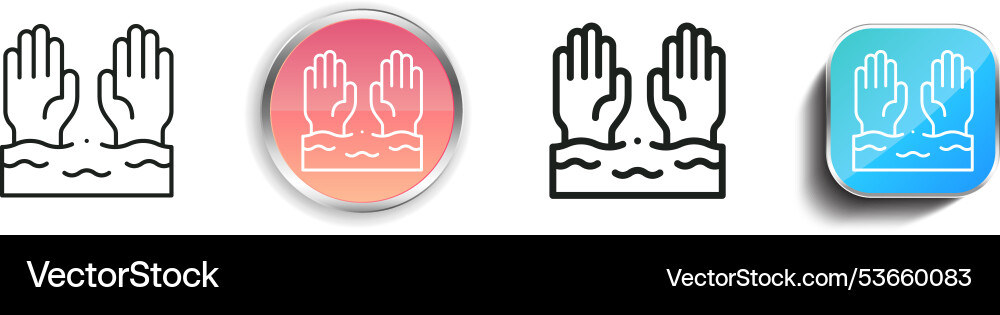 Drowning icon thin linear regular and button Drowning icon thin linear regular and button vector image