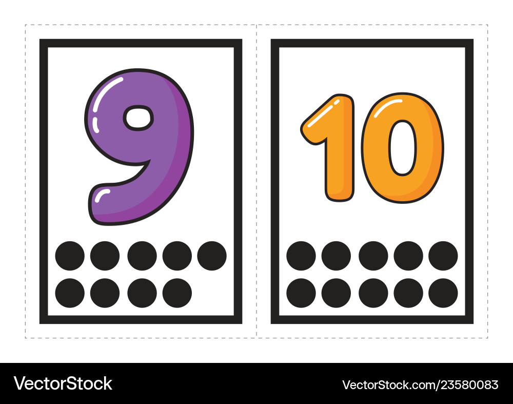 Flash card collection for numbers Flash card collection for numbers vector image