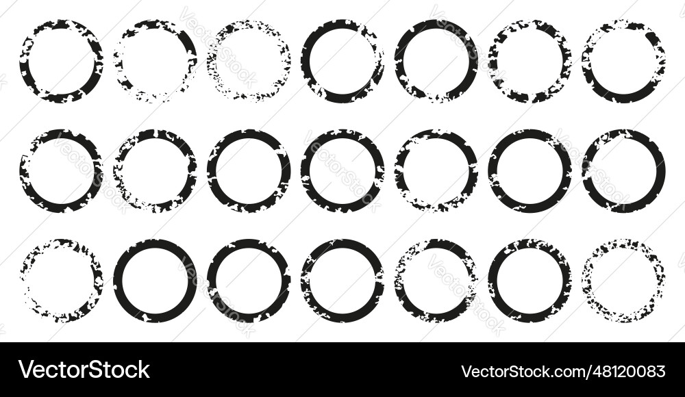 Grunge circle frame set round splatter collection Grunge circle frame set round splatter collection vector image