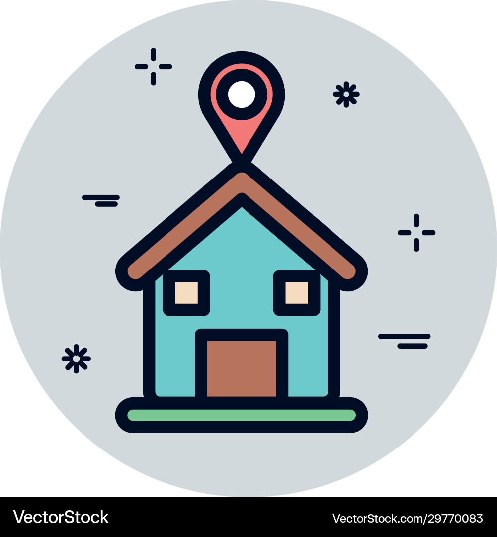 Isolated house with gps mark fill block style icon vector image
