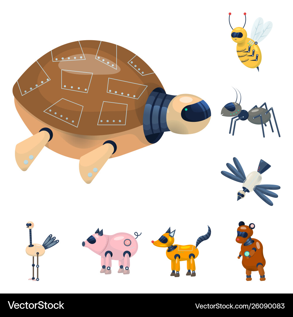 Isolated object robot and cybernetic sign set Isolated object robot and cybernetic sign set vector image