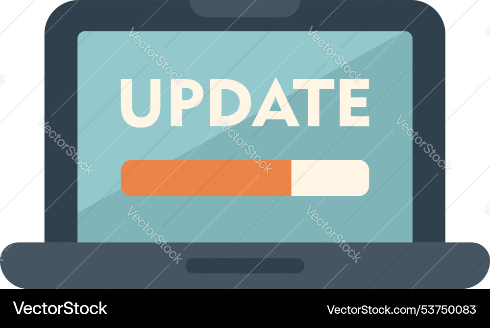 Laptop showing update system software progress bar Laptop showing update system software progress bar vector image