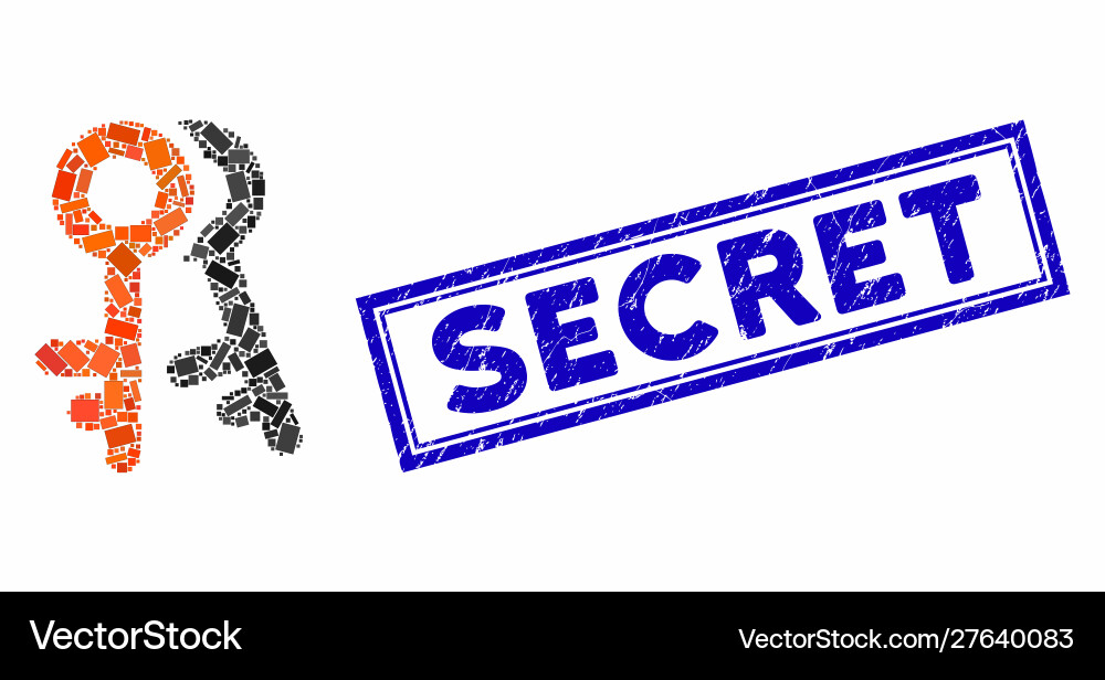 Rectangle mosaic access keys with distress secret vector image