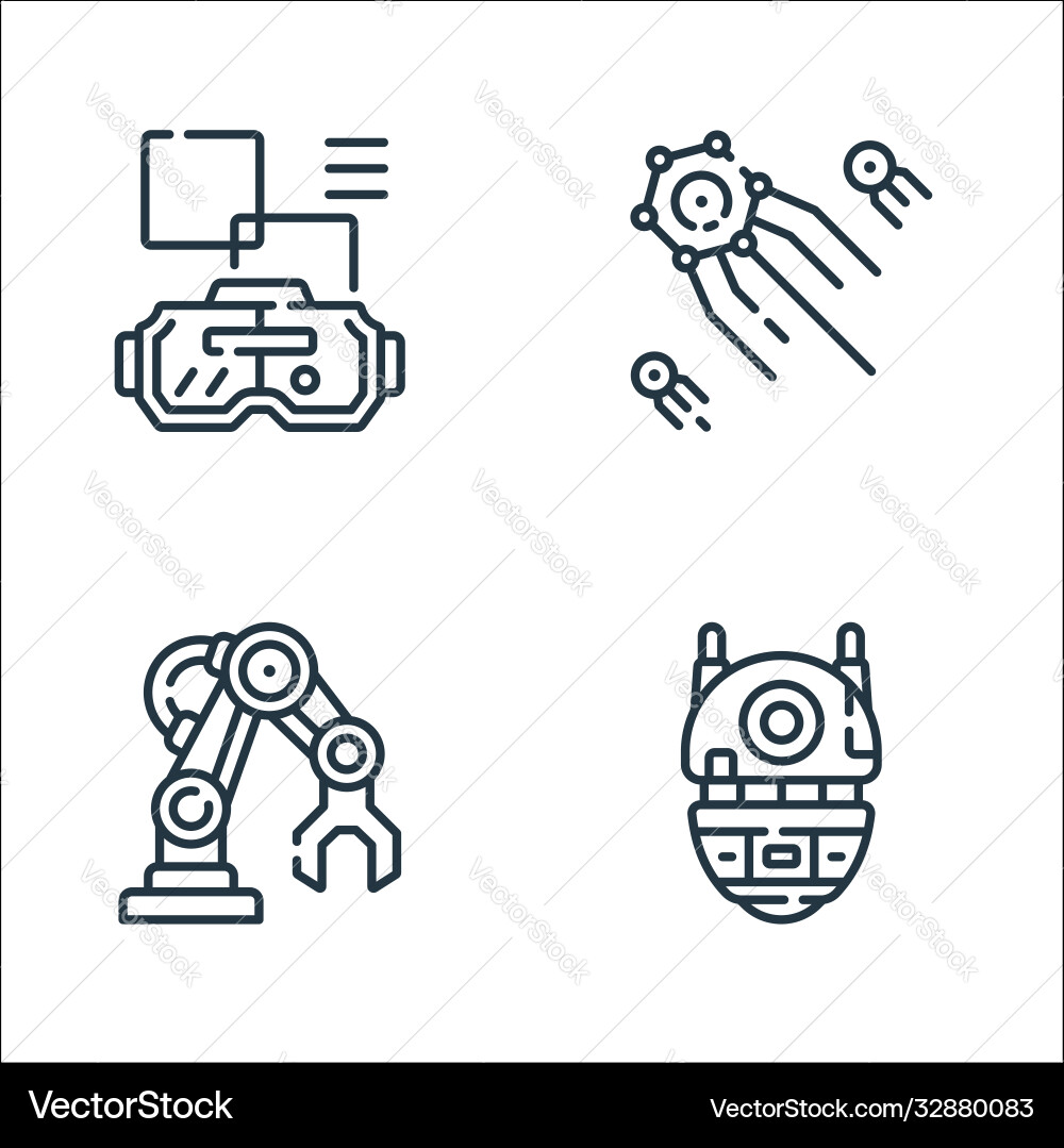 Robotics line icons linear set quality Robotics line icons linear set quality Vector Image