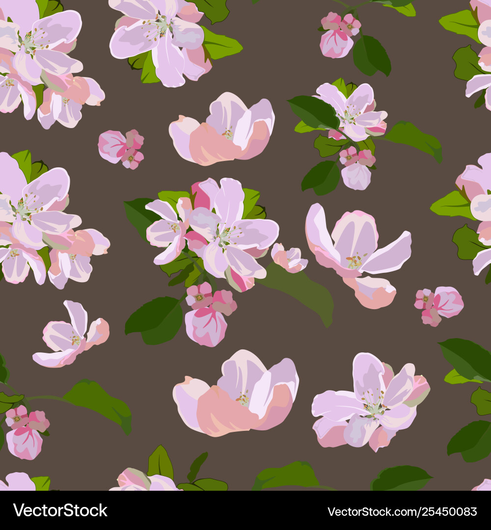 Seamless pattern with apple tree blossom