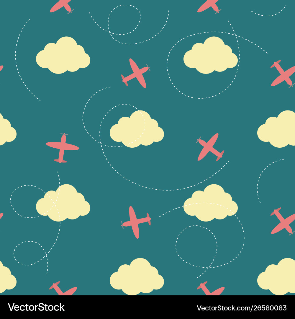 Seamless pattern with clouds and planes Seamless pattern with clouds and planes vector image