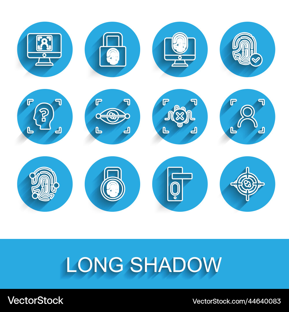 Set line fingerprint with lock face recognition Set line fingerprint with lock face recognition vector image