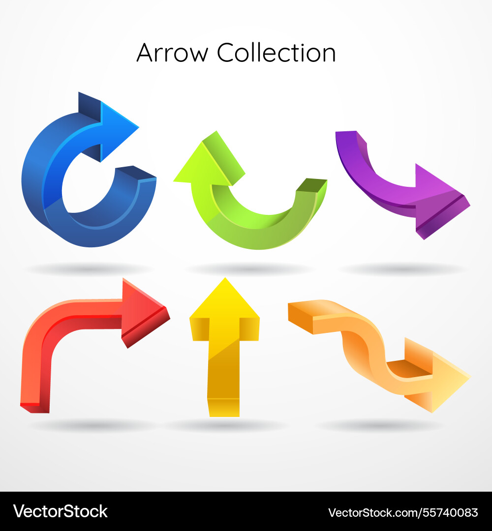 Set of arrows to mark in realistic style vector image
