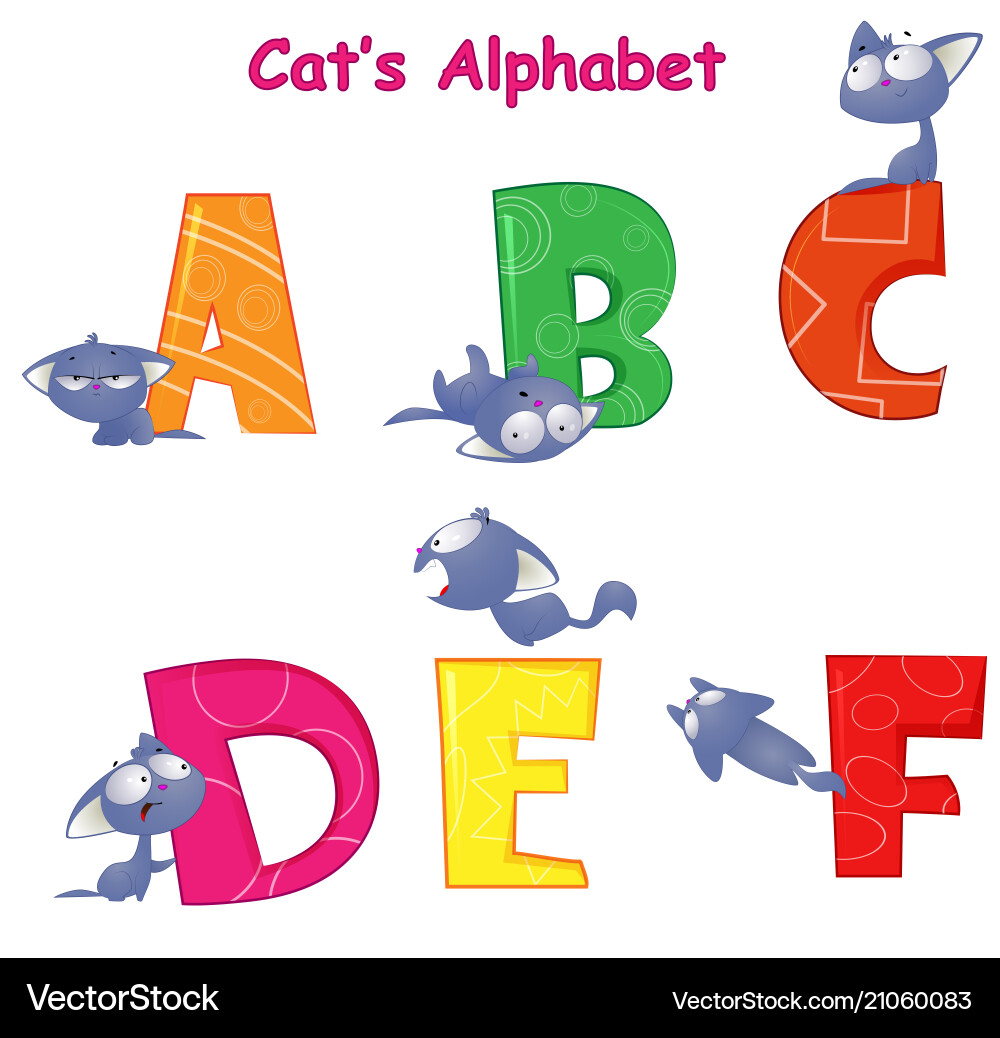 Set of english alphabet with fun cartoon Set of english alphabet with fun cartoon vector image