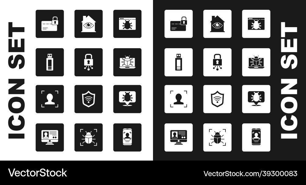 Set system bug cyber security usb flash drive Set system bug cyber security usb flash drive vector image