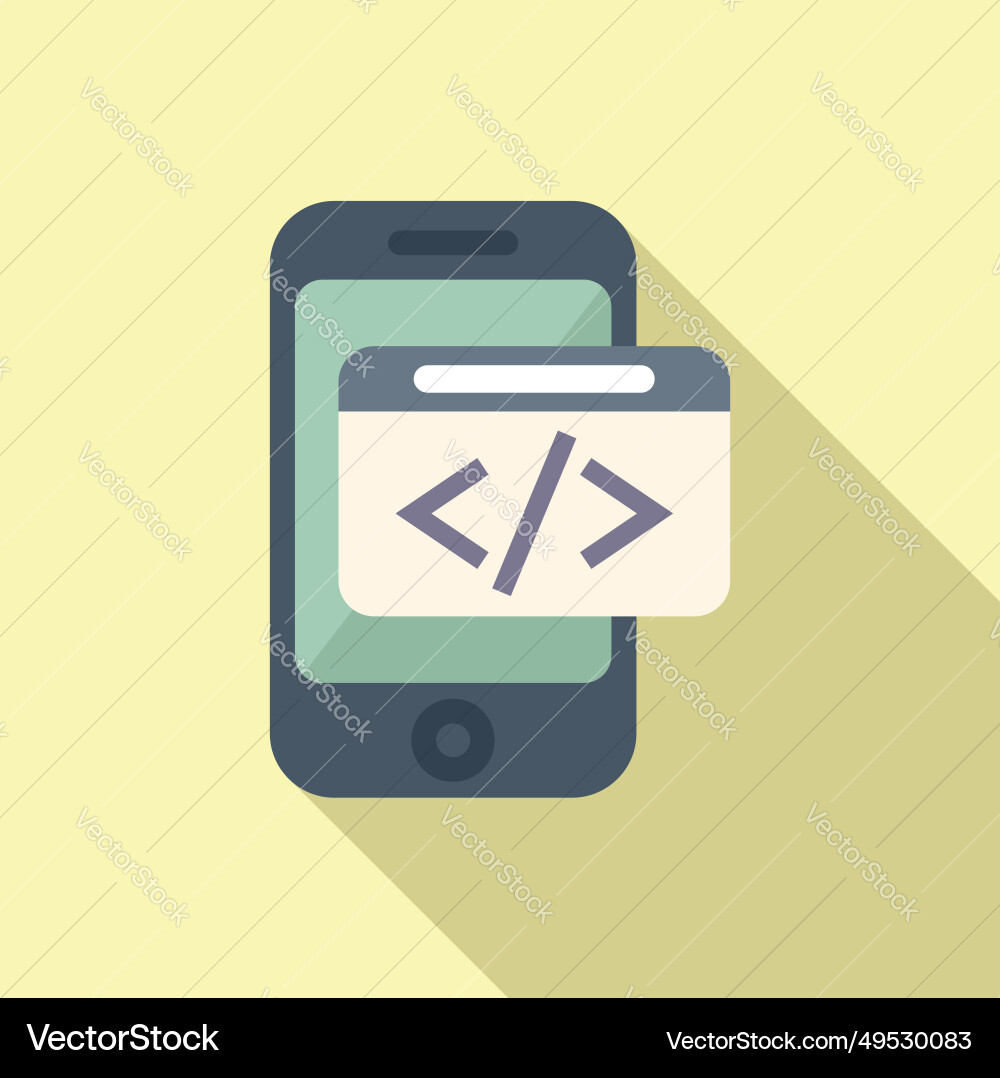 Smartphone code developer icon flat build Smartphone code developer icon flat build vector image