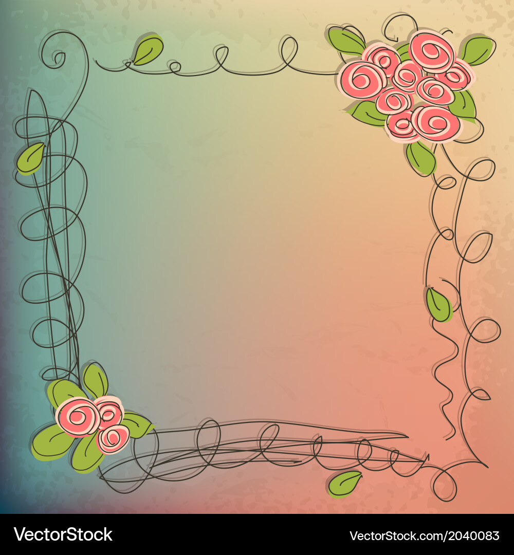 Stylish floral background hand drawn retro flowers Vector Image