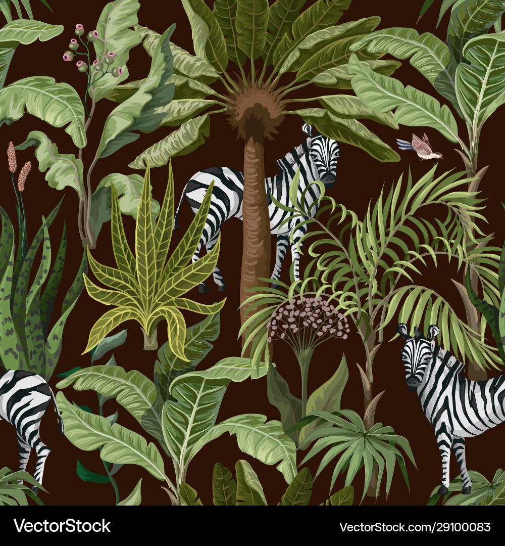 Tropical Zebra Pattern Vector Image