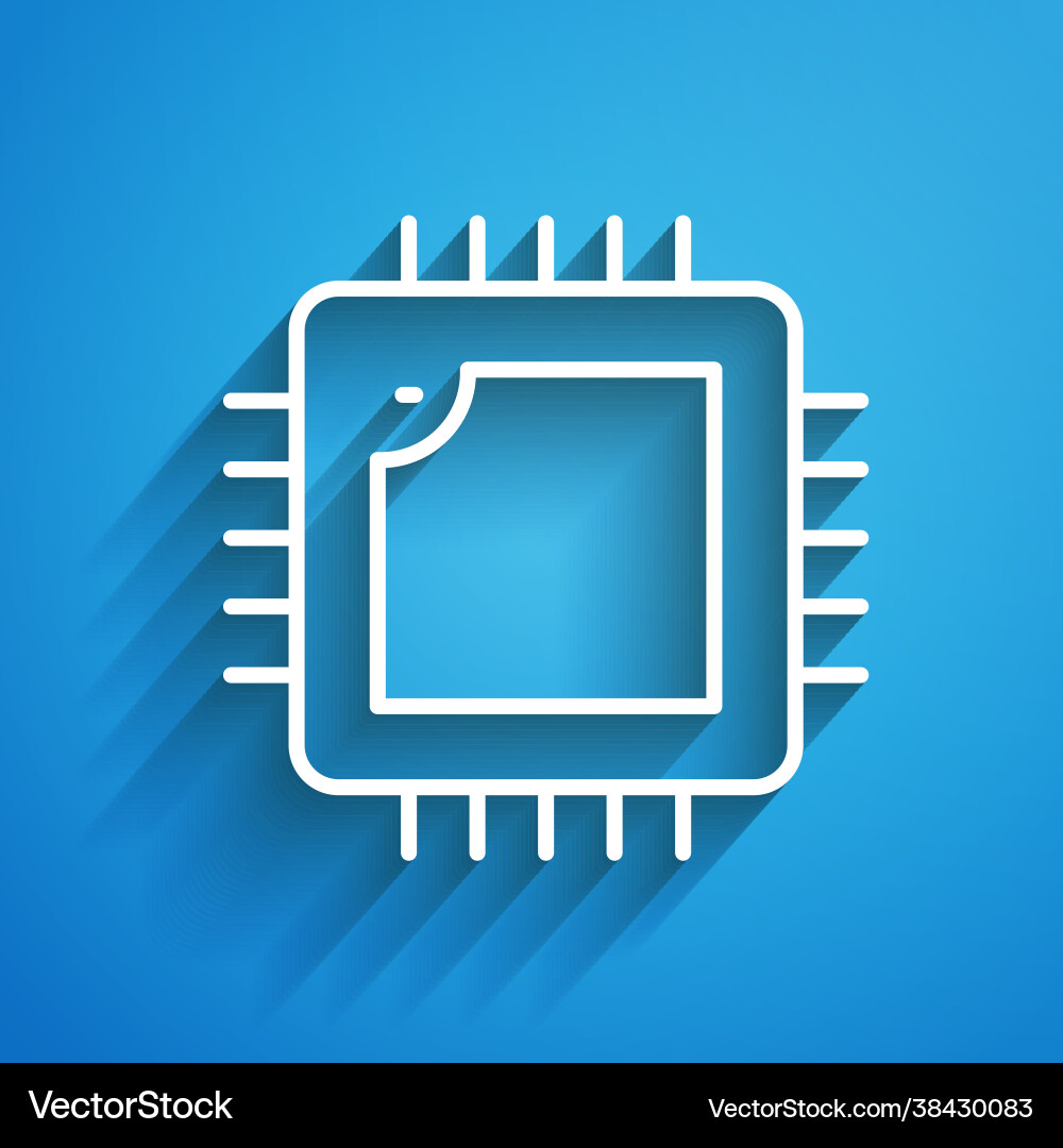 White line computer processor with microcircuits White line computer processor with microcircuits vector image