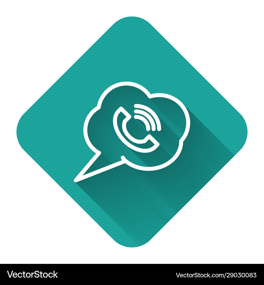 White line speech bubble with phone call icon White line speech bubble with phone call icon Vector Image