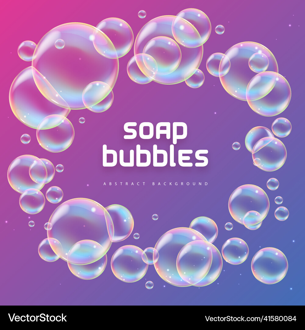 Abstract background with realistic soap bubbles Abstract background with realistic soap bubbles Vector Image