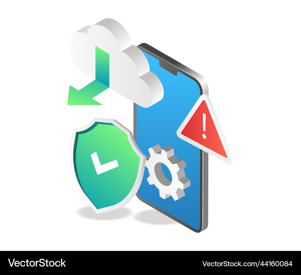 Application security warning on cloud server Application security warning on cloud server vector image