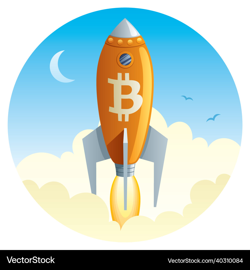 Bitcoin Rocket Launch - Crypto Takeoff – Royalty-Free Vector | VectorStock