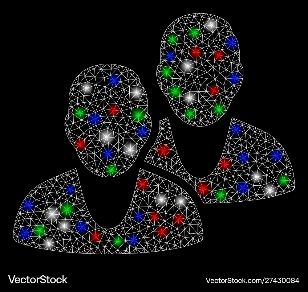 Bright mesh wire frame users with flash spots Vector Image