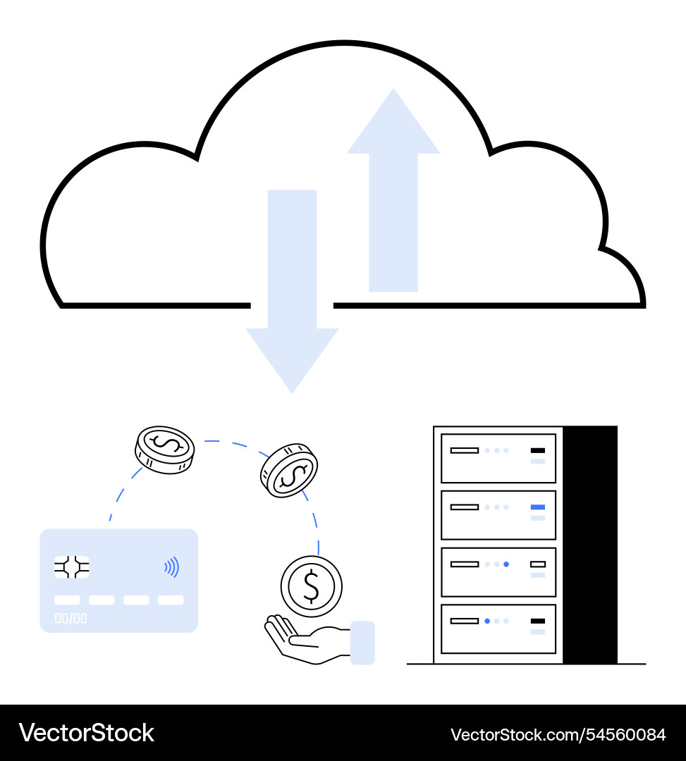 Cloud data management with financial transactions Cloud data management with financial transactions Vector Image
