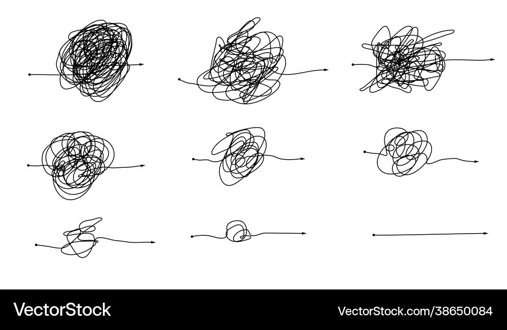 Complex and simple line path set scribble Vector Image