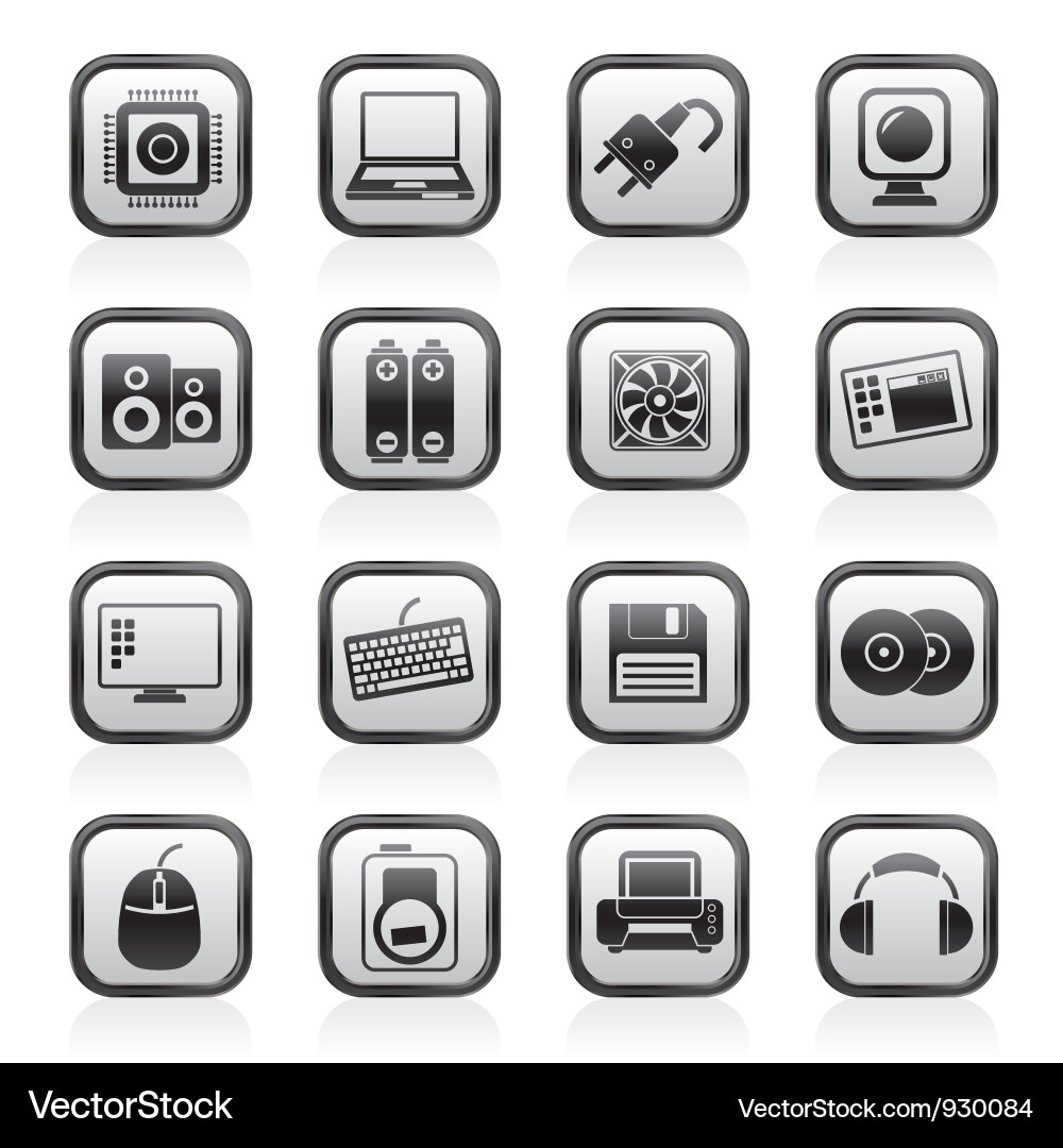 Computer items and accessories icons Vector Image