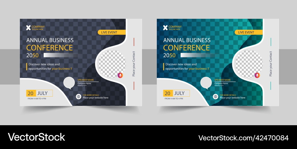 Conference flyer and invitation banner template Conference flyer and invitation banner template vector image