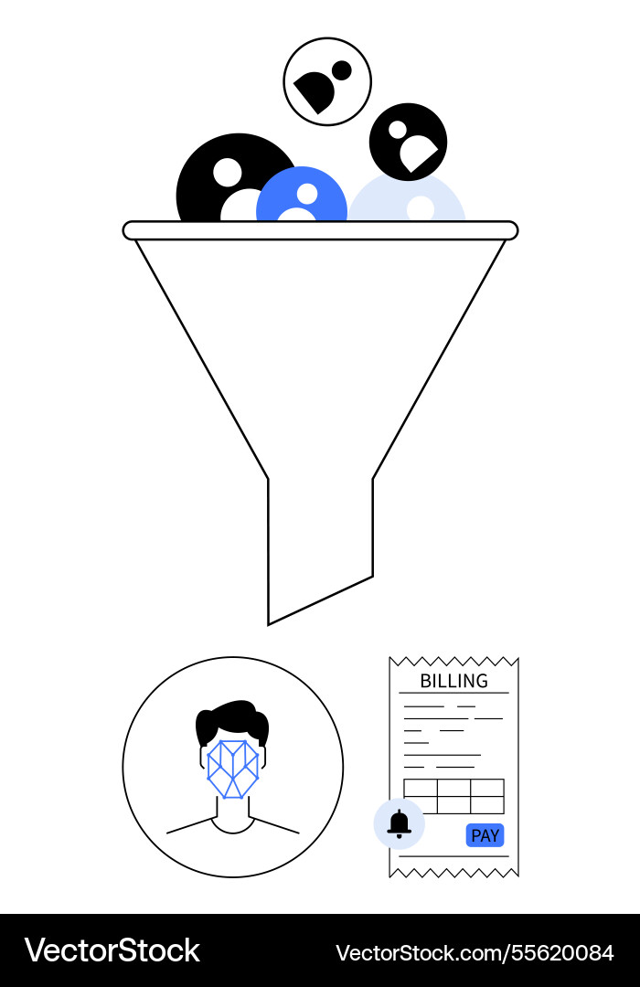 Customer conversion funnel with biometrics Customer conversion funnel with biometrics vector image