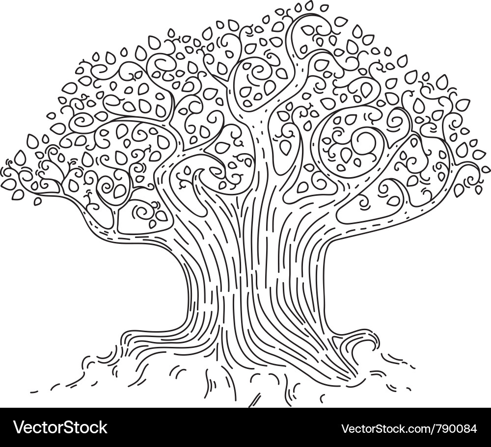 Detailed Tree Silhouette vector image