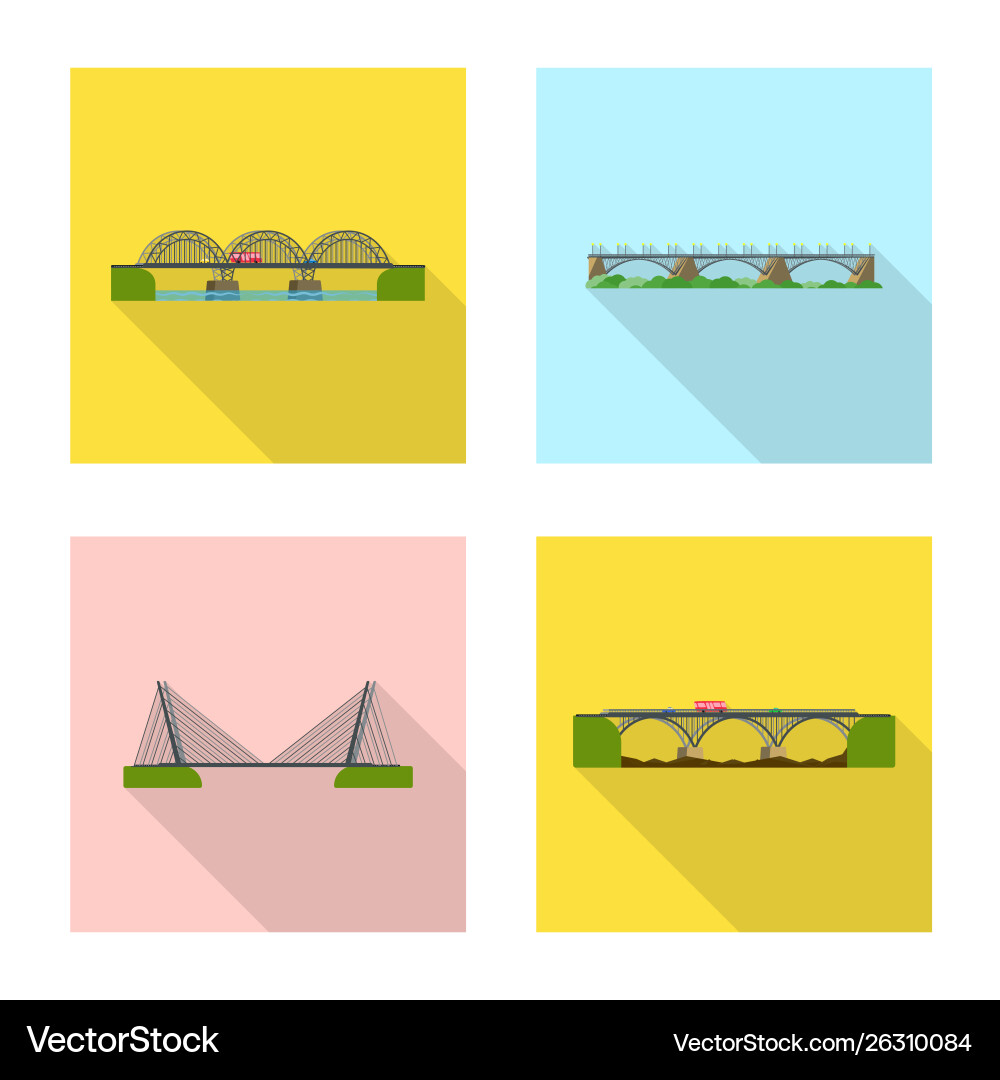 Isolated object bridgework and bridge icon set Vector Image