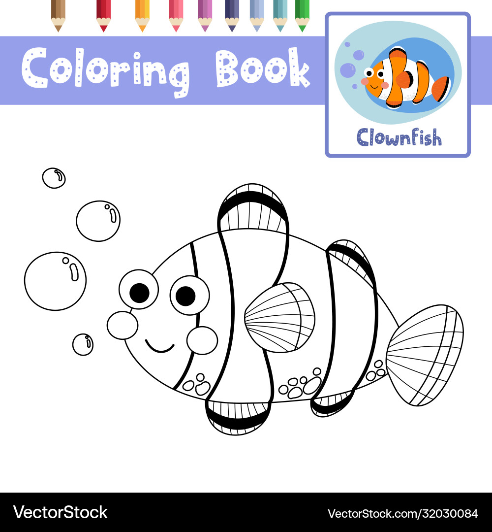Malvorlage glücklich Clownfish Tier Cartoon Malvorlage glücklich Clownfish Tier Cartoon vektorbild