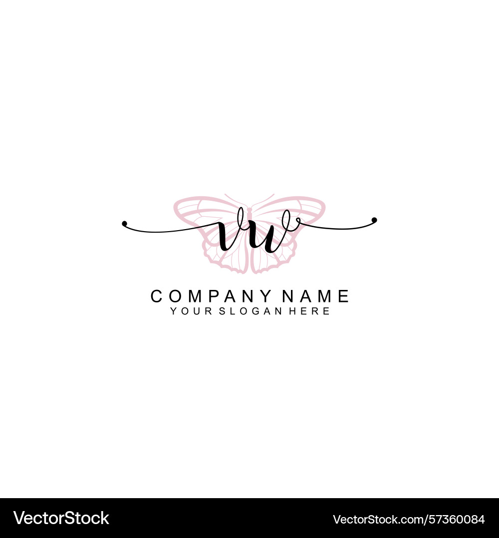 Minimalist handwritten vw initial logos with soft Vector Image